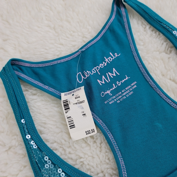 Aeropostale Clear Sequins Flower Racerback Top - Picture 4 of 14